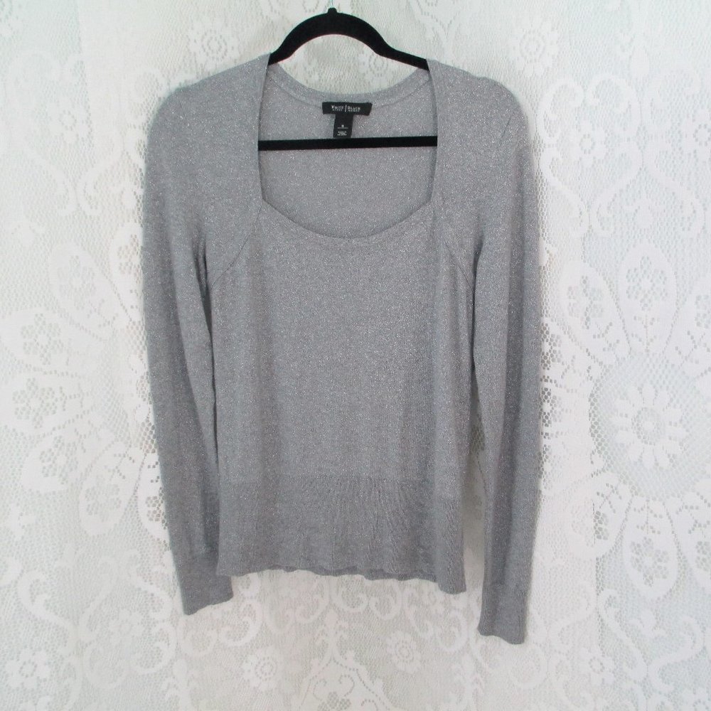 White House Black Market Silver Glitter Blouse